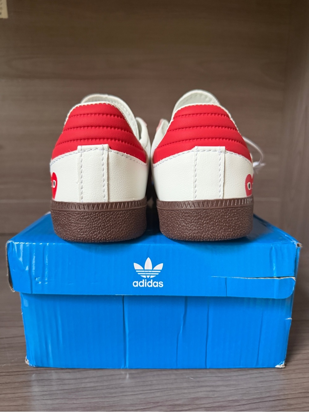 adidas Samba Cream and Red Heart Accent Sneakers - Picture 4 of 5